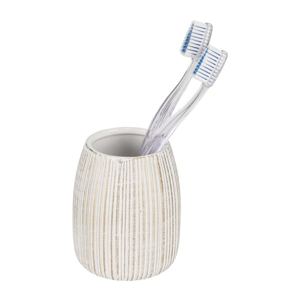 Biely/v zlatej farbe keramický téglik na zubné kefky Pascoli – Wenko-image-2