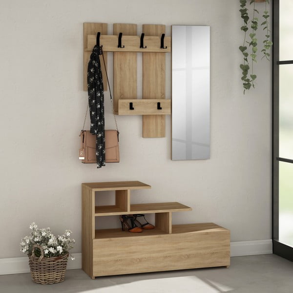 Predsieňová zostava v dekore duba v prírodnej farbe Vesty - Kalune Design-image-2