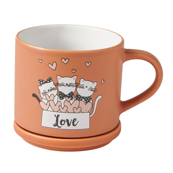 Oranžové/béžové porcelánové hrnčeky v súprave 2 ks 350 ml Cats – Brandani-image-3