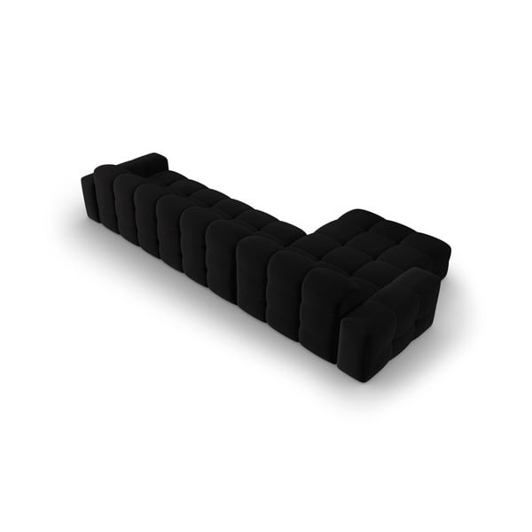 Čierna zamatová rohová pohovka (ľavý roh) Kendal - Micadoni Home-image-4