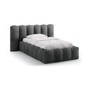 Tmavosivá čalúnená jednolôžková posteľ s úložným priestorom s roštom 90x200 cm Lupine – Micadoni 