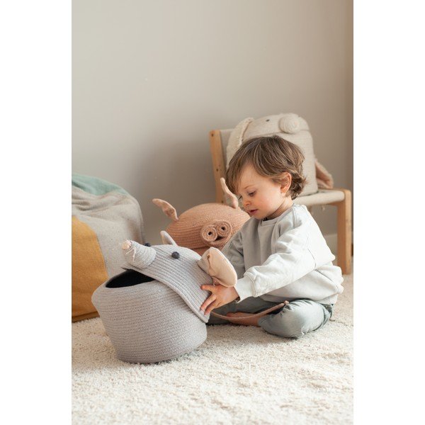 Sivý látkový detský kôš na hračky ø 25x30 cm Renata the Rat – Lorena Canals-image-1