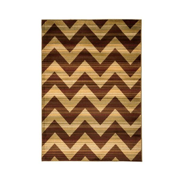 Hnedý vysokoodolný koberec Floorita Inspiration ZigZag Duro, 117 × 170 cm