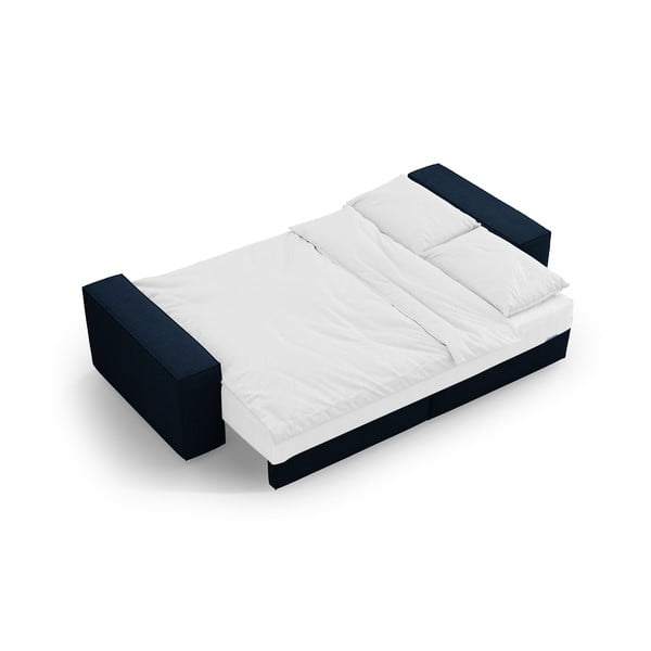 Tmavomodrá rozkladacia pohovka z textílie bouclé 247 cm Jodie – Micadoni Home-image-4