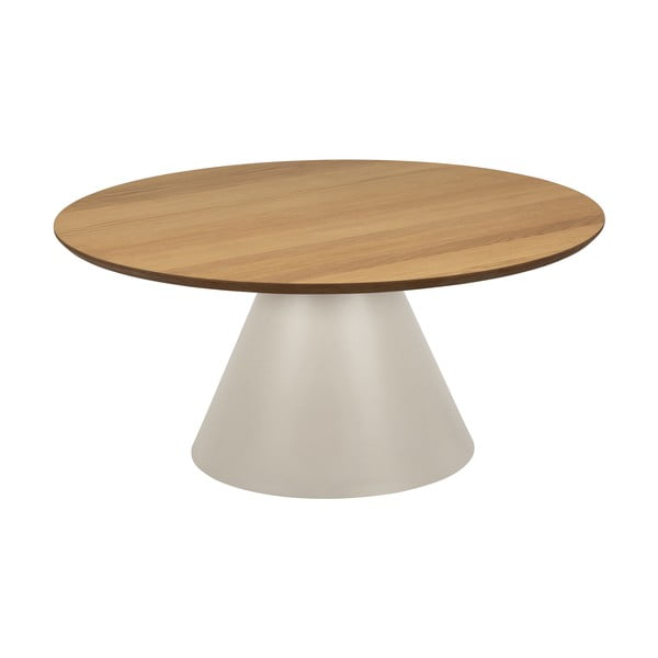 Okrúhly konferenčný stolík s doskou v dubovom dekore v krémovo-prírodnej farbe ø 85 cm Soli – Actona-image-2