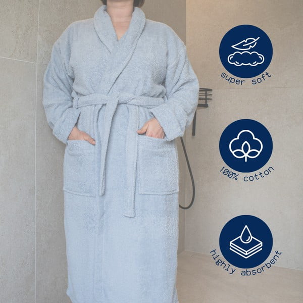 Biely bavlnený župan veľkosť S/M Lindu – Tiseco Home Studio-image-1