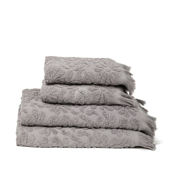 Set 4 uterákov a osušiek Riad Grey, 50x90 cm + 70x140 cm
