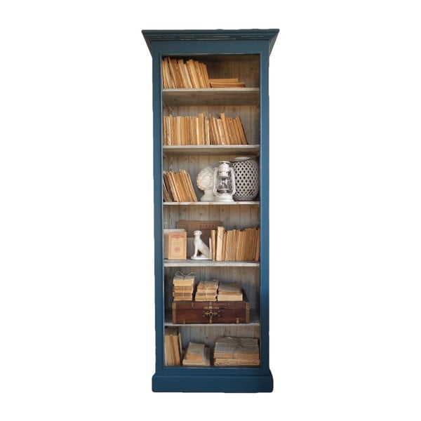 Modrosivá knižnica z borovicového dreva Orchidea Milano New Orleans