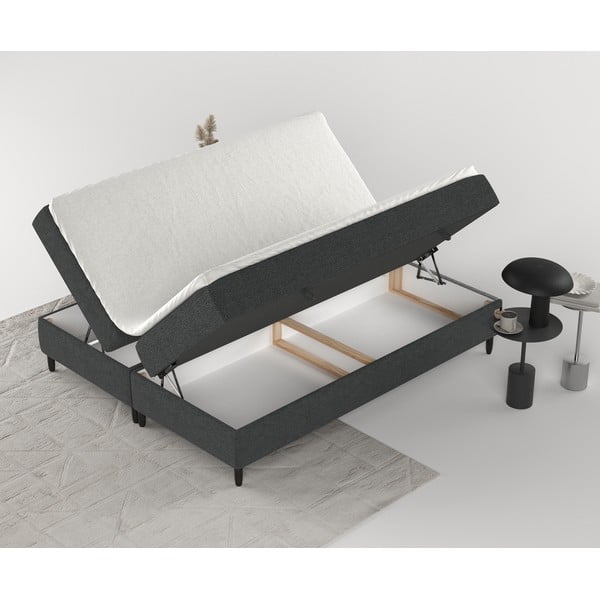 Tmavosivá boxspring posteľ s úložným priestorom 140x200 cm Malte – Maison de Rêve-image-3
