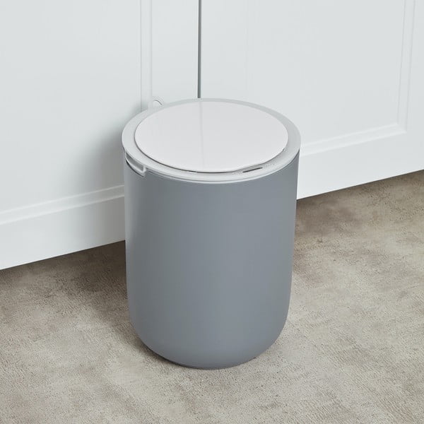 Svetlosivý odpadkový kôš Addis Sensoric, 8 l-image-1