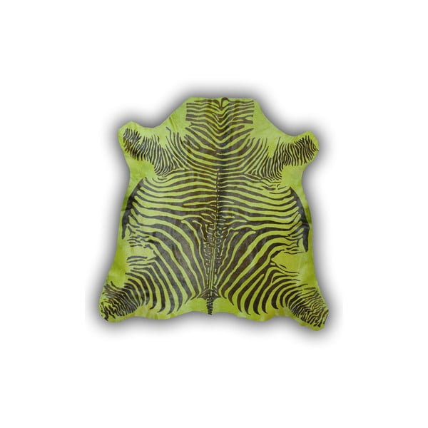 Kožená predložka Normand Cow Zebra Green, 170x190 cm