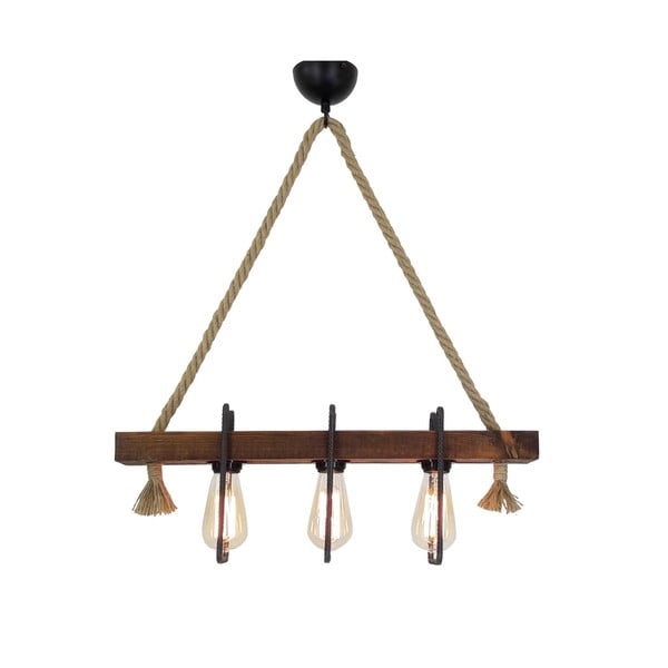 Drevené stropné závesné svietidlo Demir, 3 žiarovky