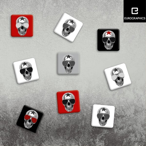 Sada 9 magnetiek Eurographics Rocking Skulls