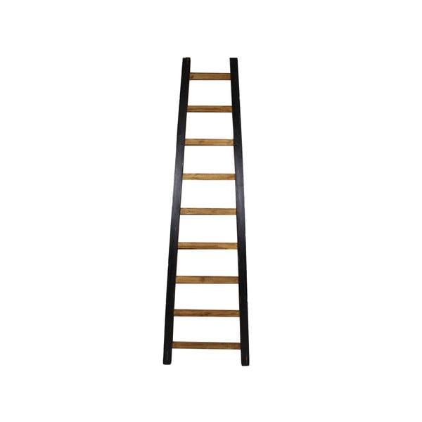 Čierny dekoratívny rebrík z teakového dreva HSM Collection Tangga, dĺžka 195 cm