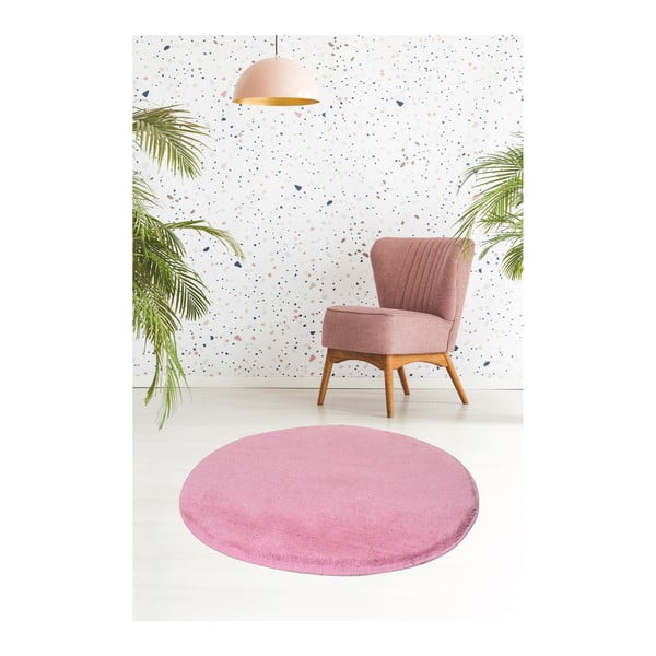 Svetloružový koberec Milano, ⌀ 90 cm