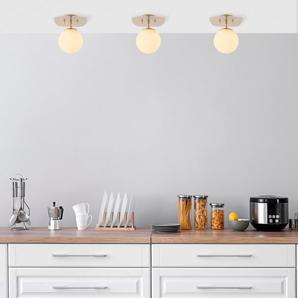 Stropné svietidlo v zlatej farbe so skleneným tienidlom 20x25 cm Well – Opviq lights-image-1