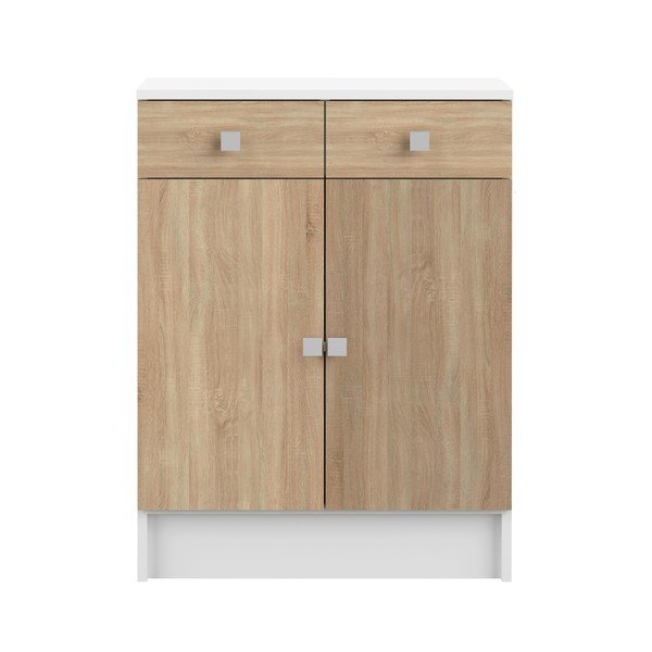 Biela nízka kúpeľňová skrinka v dekore duba 60x82 cm Combi - TemaHome 