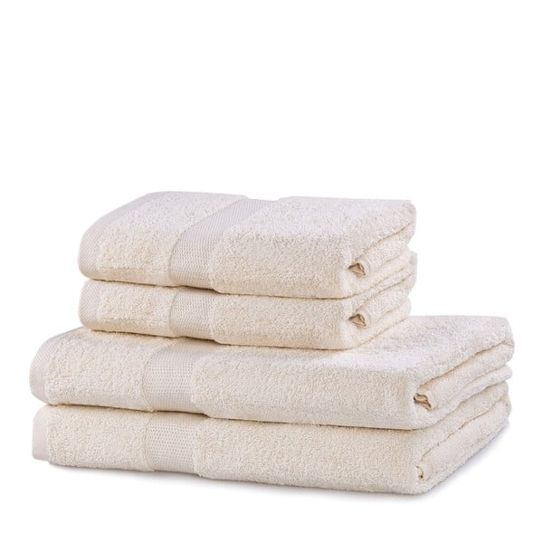 Krémové froté bavlnené uteráky a osušky v súprave 4 ks Marina – DecoKing