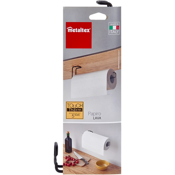 Čierny nástenný držiak na kuchynské utierky Metaltex-image-4