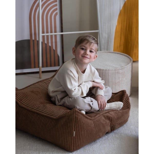 Hnedý menčestrový detský sedací vak Square – Wigiwama-image-2