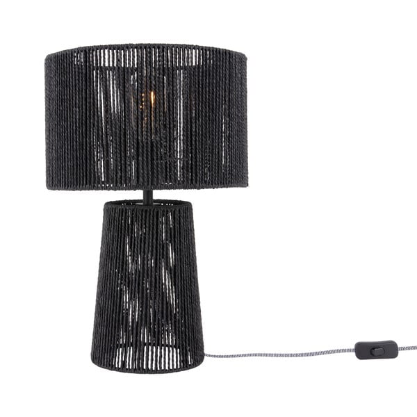 Čierna stolová lampa s tienidlom z papierového výpletu (výška 47 cm) Forma Pin – Leitmotiv