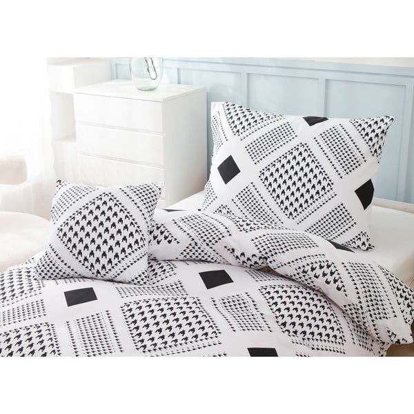 Čiernobiele trojdielne obliečky na jednolôžko z mikrosaténu 140x200 cm Roberto – My House-image-2