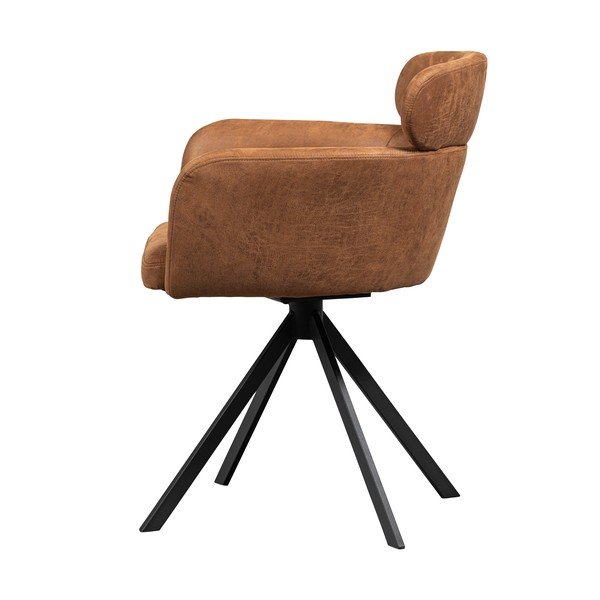 Koňakovohnedé čalúnené jedálenské kreslo s podrúčkami Fenne – WOOOD-image-4