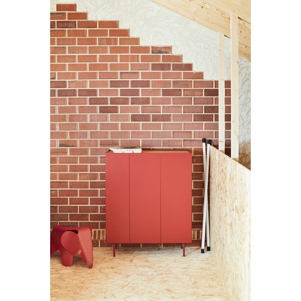 Červená vysoká komoda v dekore duba 95x120 cm Arista – Teulat-image-1