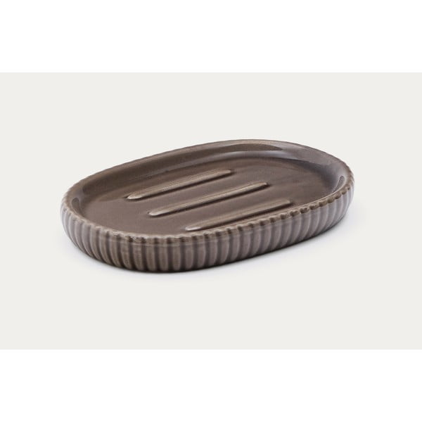 Tmavohnedá keramická nádobka na mydlo Selime – Kave Home-image-4