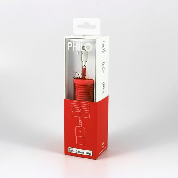 Červený nabíjací USB kábel pre Apple Philo Energy, dĺžka 1 m