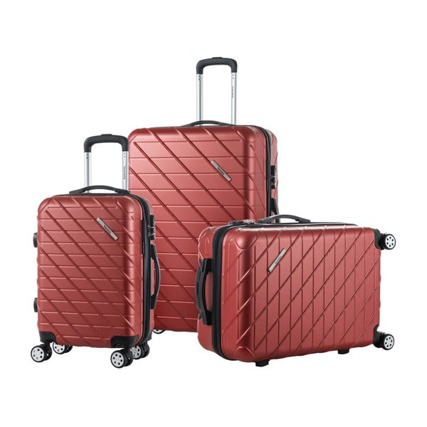 Sada 3 hnedých cestovných kufrov na kolieskach Murano Americano
