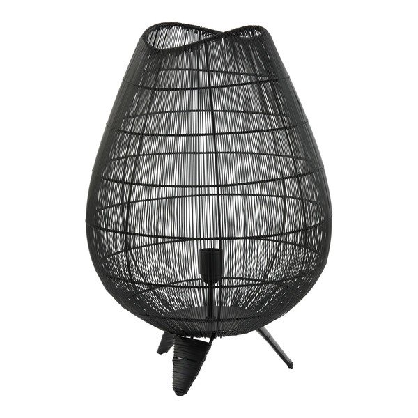 Matne čierna stolová lampa s kovovým tienidlom (výška 56 cm) Yumi – Light & Living