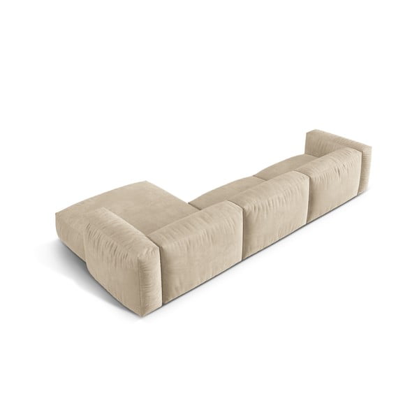 Béžová zamatová modulárna rohová pohovka (pravý roh/s leňoškou) Martina – Micadoni -image-3