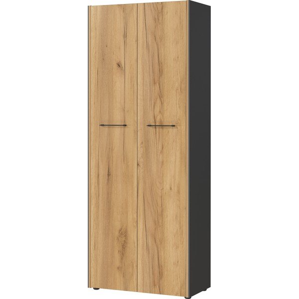 Šatníková skriňa v dekore duba v antracitovo-prírodnej farbe 75x196x40 cm Podium – Germania-image-4