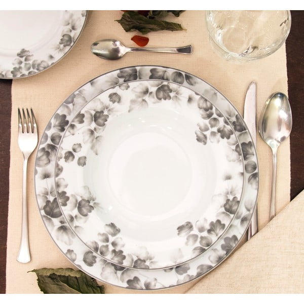 Dezertné porcelánové taniere v bielej a svetlosivej farbe v súprave 6 ks ø 19 cm Foliage gray – Villa Altachiara-image-3