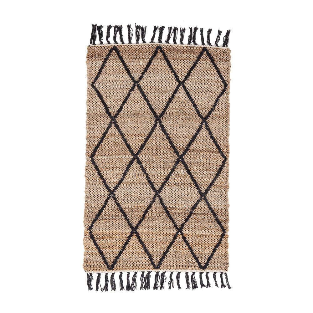 E-shop Čierny/v prírodnej farbe ručne tkaný jutový koberec 60x90 cm Shaila – Yes Everyday