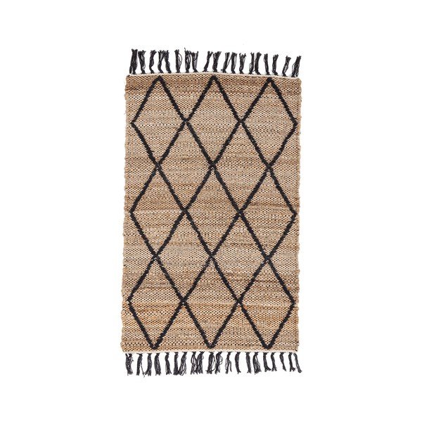 Čierny/v prírodnej farbe ručne tkaný jutový koberec 60x90 cm Shaila – Yes Everyday