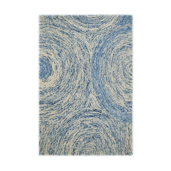 Modro-biely vlnený koberec The Rug Republic Blur, 183 x 122 cm
