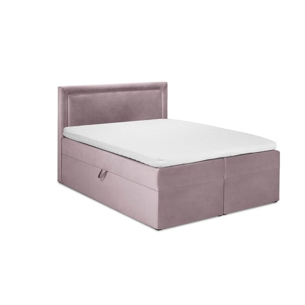 Ružová zamatová dvojlôžková posteľ Mazzini Beds Yucca, 160 x 200 cm