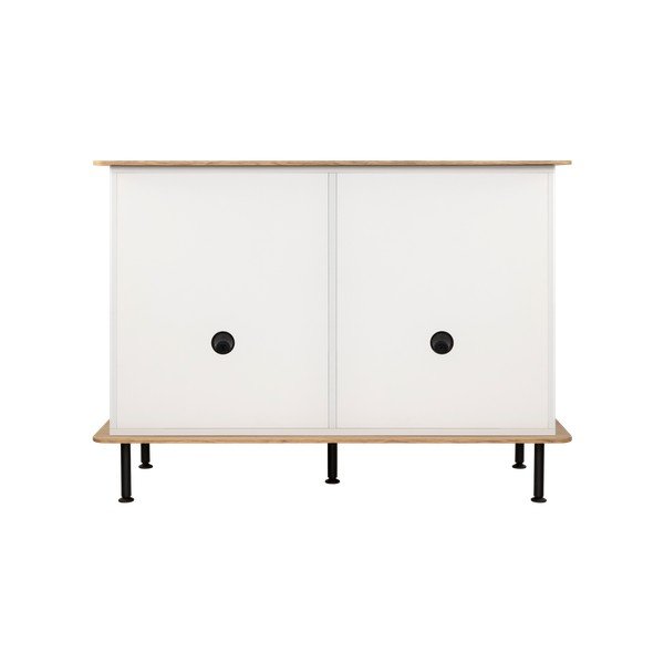 Sivobéžová komoda v dekore duba s otvorom pre káble 120x88x50 cm Suumo – noo.ma-image-4