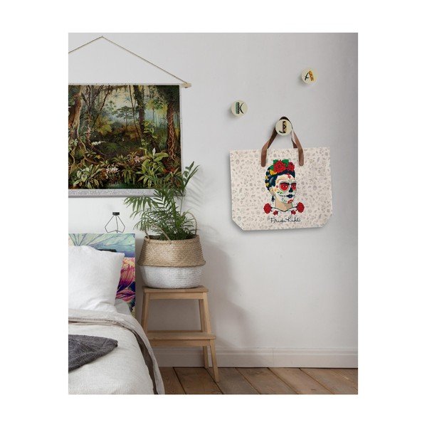 Plátená taška s uchom z imitácie kože Madre Selva Frida Skull, 55 × 40 cm-image-1
