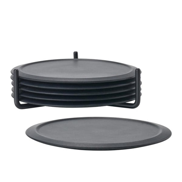 Sada 6 čiernych podložiek pod hrnček so stojančekom Zone Singles-image-2