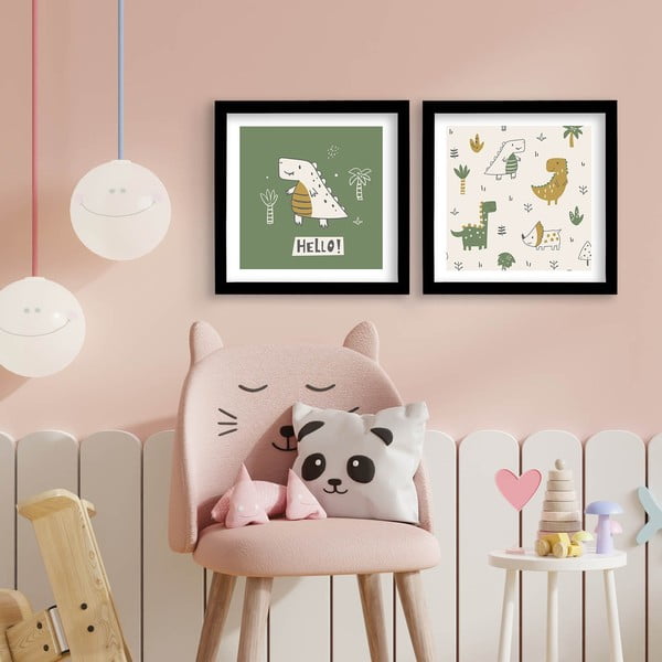 Detské obrázky v súprave 2 ks 33x33 cm Hello – Wallity-image-1