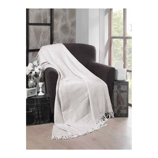 Krémová bavlnená deka Maison, 130 x 170 cm