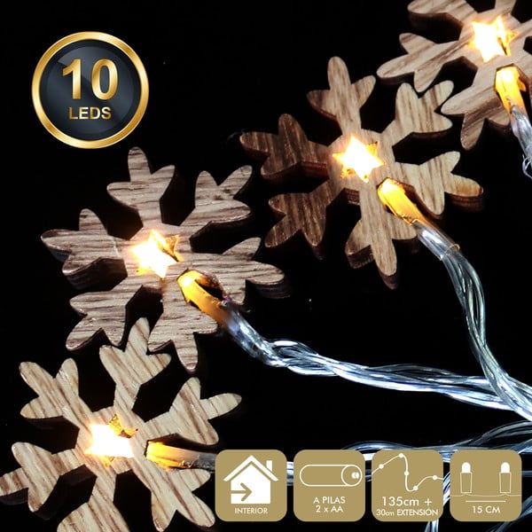 Svetelná reťaz s 10 žltými LED svetielkami Unimasa Snowflake