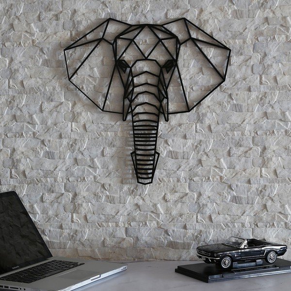 Čierna nástenná dekorácia Elephant, 39 × 65 cm-image-2