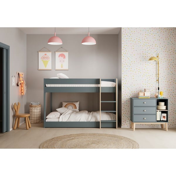 Poschodová detská posteľ sivozelená s roštom 90x190 cm Angel – Marckeric-image-1