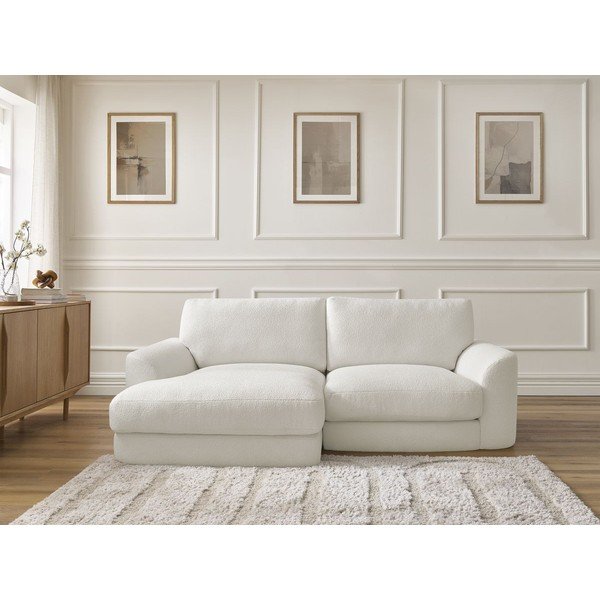 Biela rohová pohovka z textílie buklé (ľavý roh/s leňoškou) Leonore – Bobochic Paris-image-1