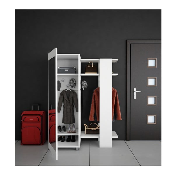 Biela šatníková skriňa so zrkadlom Antre-image-2