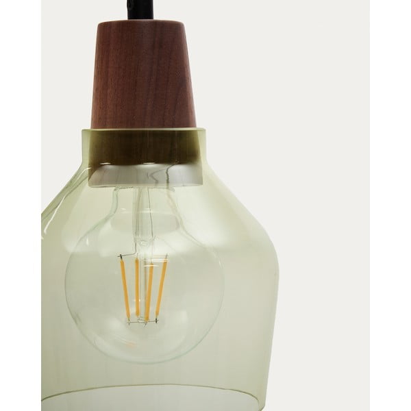 Zelené/v tmavoprírodnej farbe závesné svietidlo so skleneným tienidlom ø 13,5 cm Silex – Kave Home-image-3